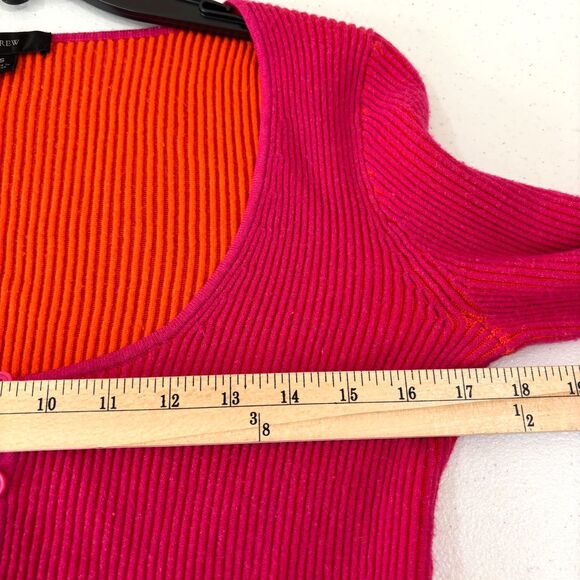 J Crew Cropped Ribbed Cardigan Sweater Women S Hot Pink Orange Twee Clueless - Picture 5 of 7